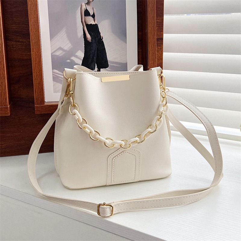 2023 New Pu Leather Bucket Bag Simple Handbags Famous Brands Women Shoulder Bag Casual Big Tote Vintage Ladies Crossbody Bags