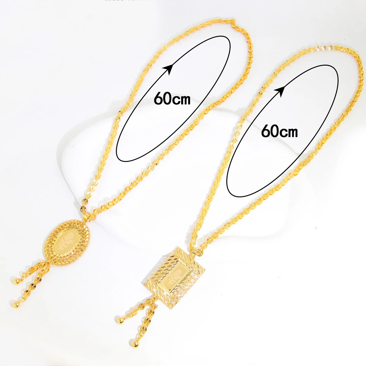 Saudi Islamic Gold Color Necklace 21k Gold Plated Fashion Oval Square Flower Pendant Nigeria Women Wedding Party Jewelry 241106