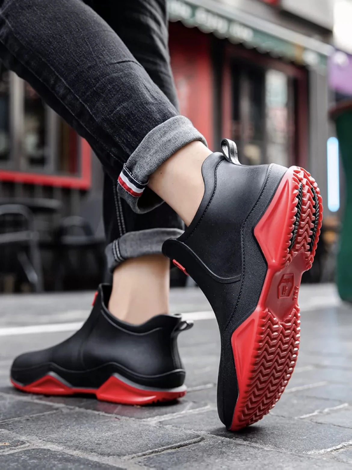 Rain Shoes Ankle Women Waterproof Shoes Rain Boots Men Anti-slip Wear-resistant Plush Fashion Kitchen Summer Winter 241106