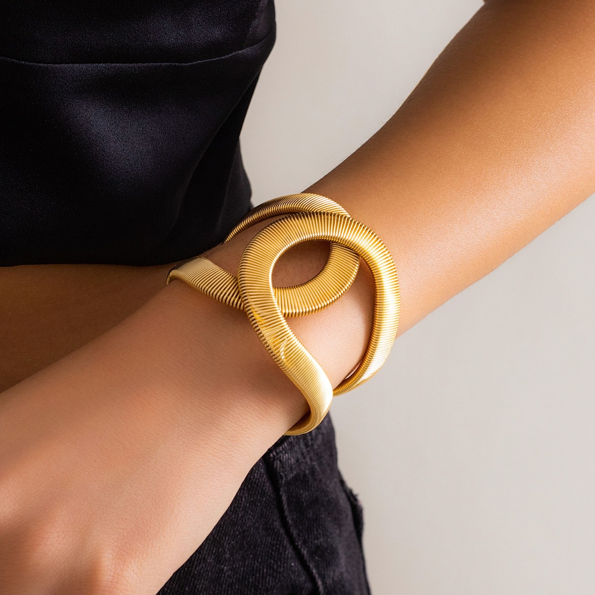 European and American Cross-border Jewelry Fashion Exaggerated Metal Adjustable Snake Pattern Open Bracelet Wide Edge Punk Design Hand Jewelry