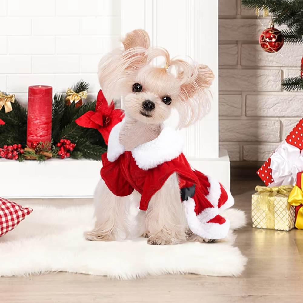 Dresses For Small Dogs Clothes Winter Warm Skirt Christmas Cosplay Cat Pet Dog Fancy Princess Puppy Dress