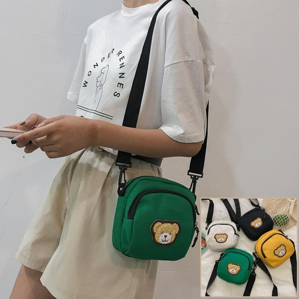 Fashion Women Simple Cute Bear Shoulder Bag Girls Canvas Messenger Bag