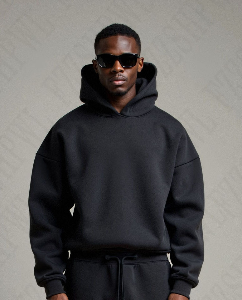 Casual, simple, fashionable, loose fitting hooded long sleeved sweatshirt, solid color, trendy street style top