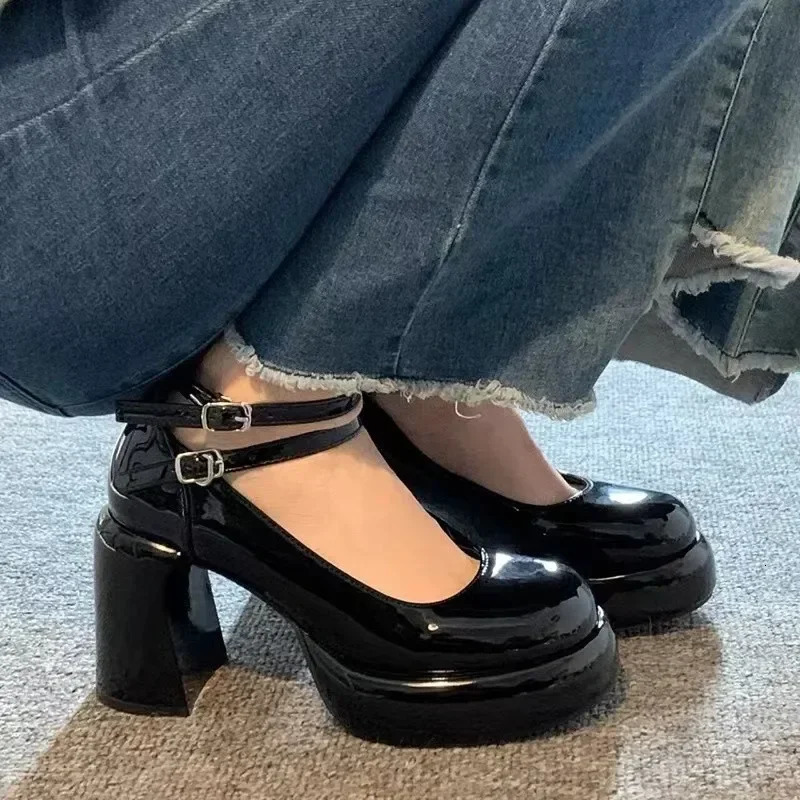 Women Pumps Shoes Fashion Cross Strap Ladies Shallow Dress Mary Jane Shoes Female Elegant High Heel Footwear Platform Heels 241106