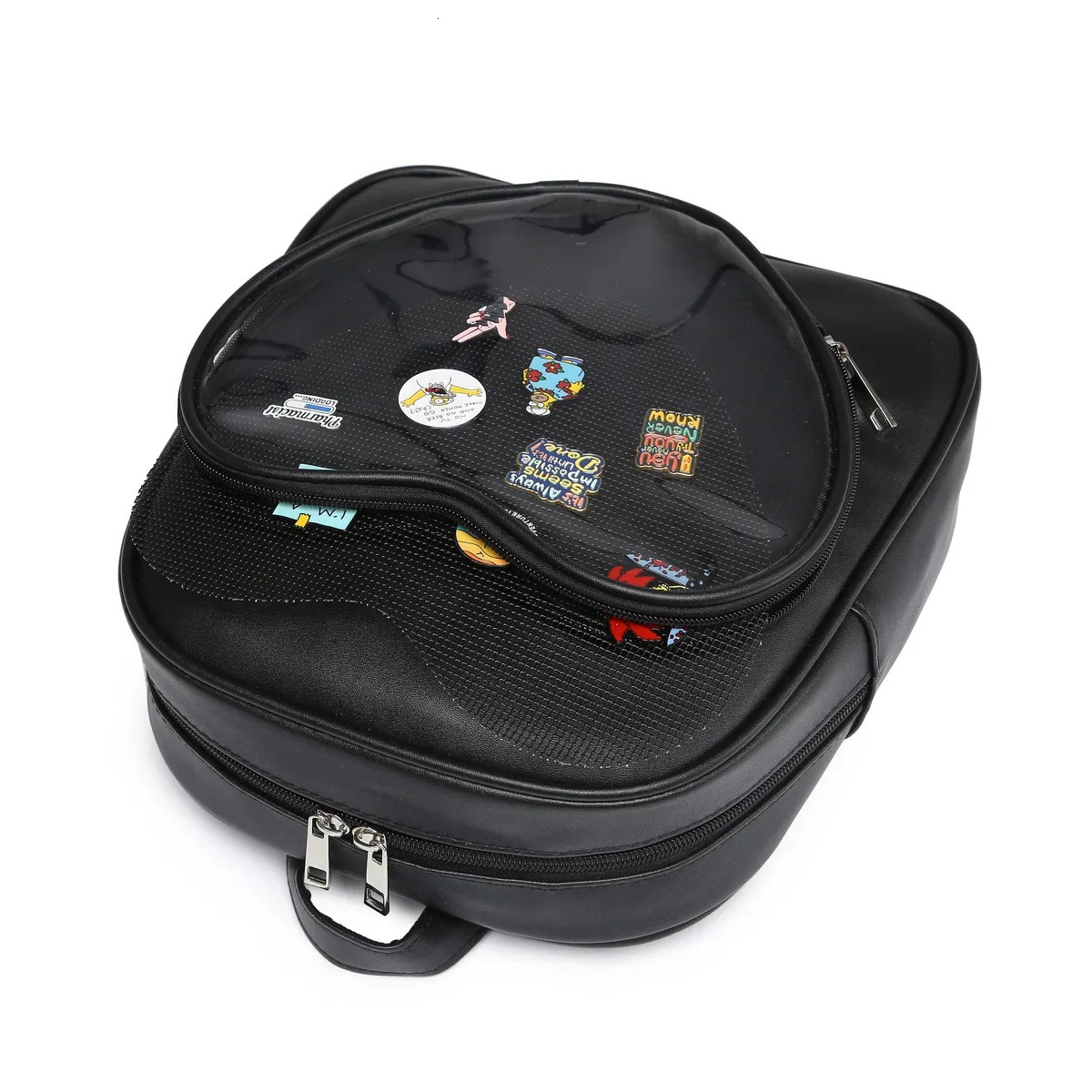 Japanese JK Uniform Transparent Heart Shaped Aesthetic Sweet Girl Ita Bag Fashion Pu Leather Womens Simple Backpack Itabag 241107