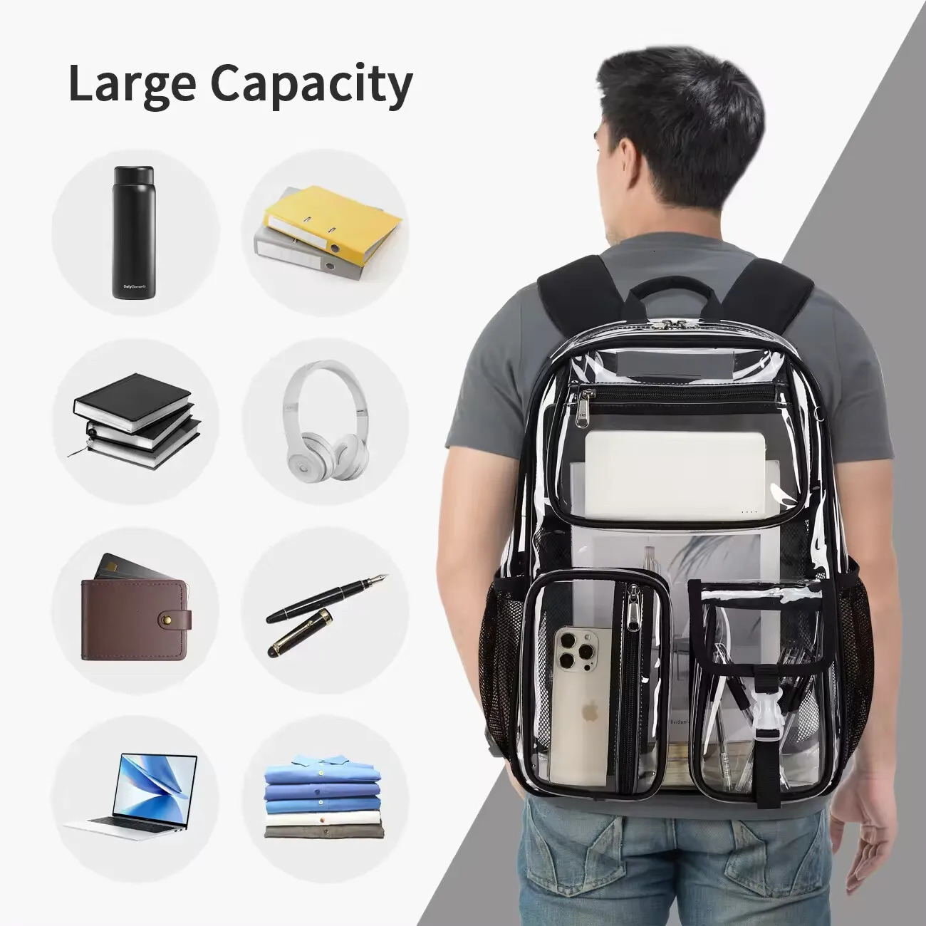 AOK TPU transparent jelly bag suitable for middle school student backpacks school backpacks and school childrens backpacks 241106
