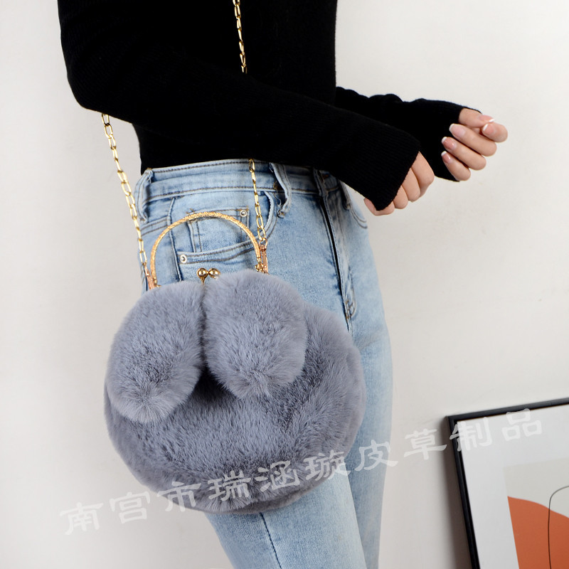 2021 New Women Plush Mini Shoulder Bag Female Messenger Bags Purses Soft Cute Rabbit Ears Crossbody Bags for Women Sac A Main