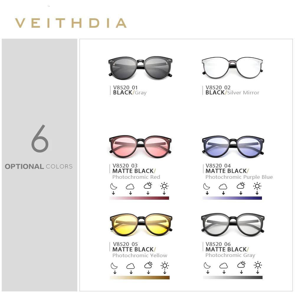 VEITHDIA retro day and night dual womens sunglasses polarized lenses cat eye pochromic sunglasses 8520 241106