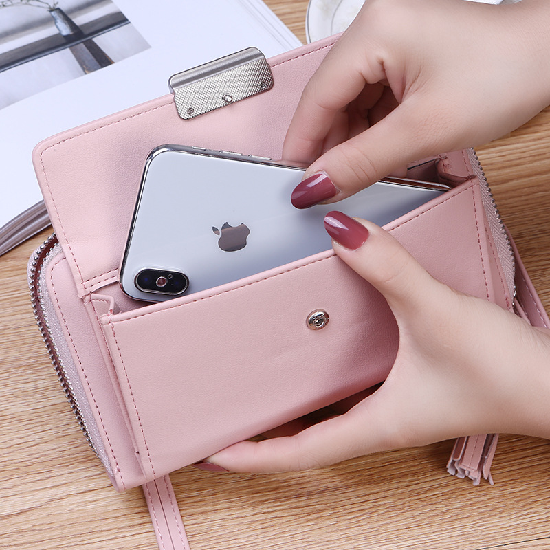Women Long Wallets with Soft Leather Ladies Zipper Handbags Chain Bag for Female Coin Purse Girls Mobile Phone Pockets sac femme