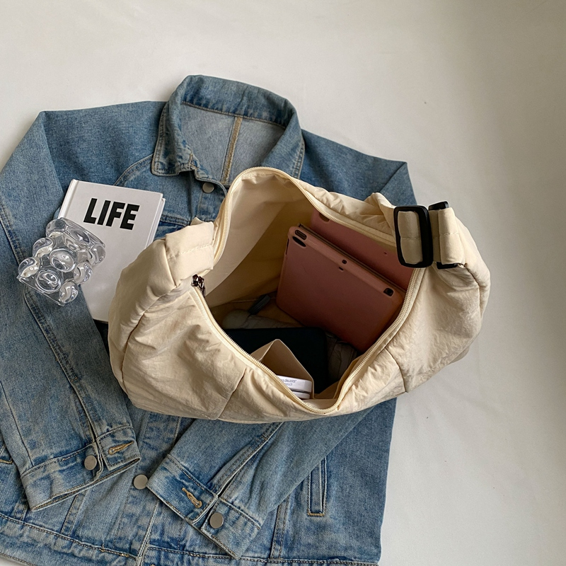 LEFTSIDE Trendy Women's Soft Cloth Shoulder Bag Solid Color Student 2024 Spring Y2k Casual Style Big Handbags Crossbody Bags