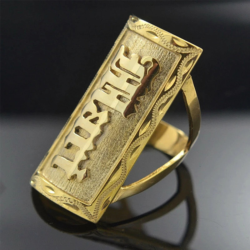 Customized Personalized Gold Ring Stainless Steel Ring Customized Name Ring Boyfriend Husband Gift Neutral Hip Hop Charm Jewelry 241106