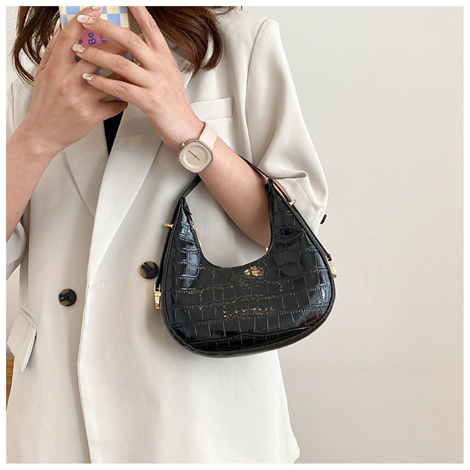 Fashion Stone Pattern Shoulder Bag Women'S Small Handle Underarm Bag Clutch Luxury Women'S Handbag Tote Bag Mini Dumpling Bag