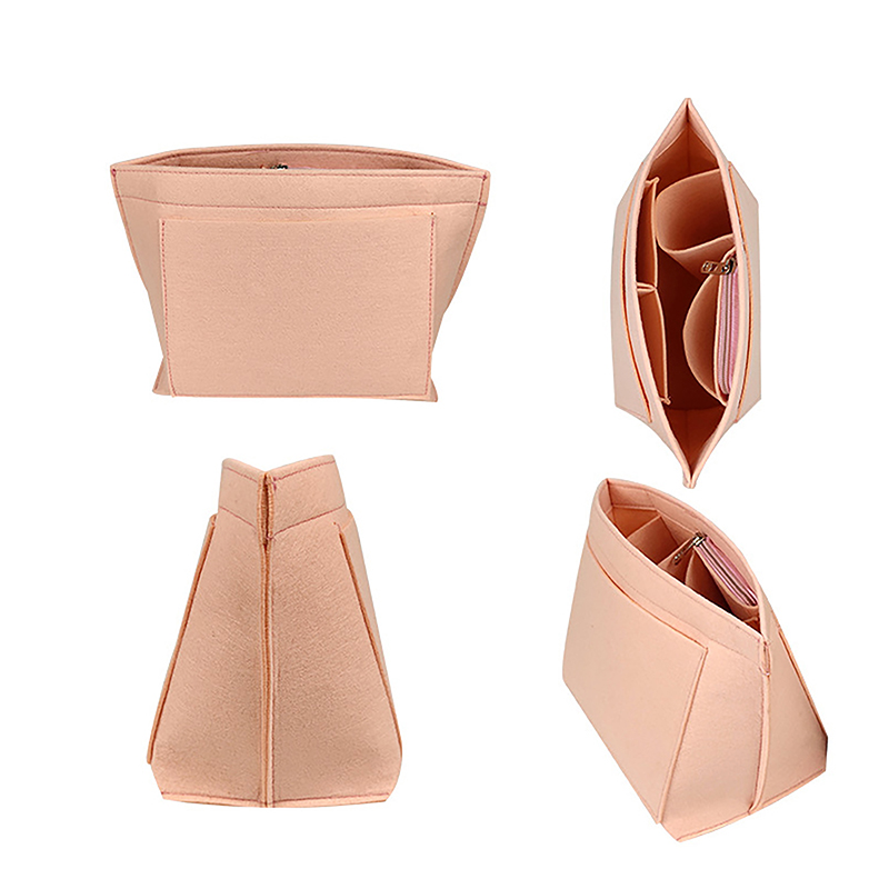 Multi-Pocket Felt Insert Bag Handbag Liner Bag Felt Cloth Makeup Bag Support Travel Portable Insert Purse Organizer