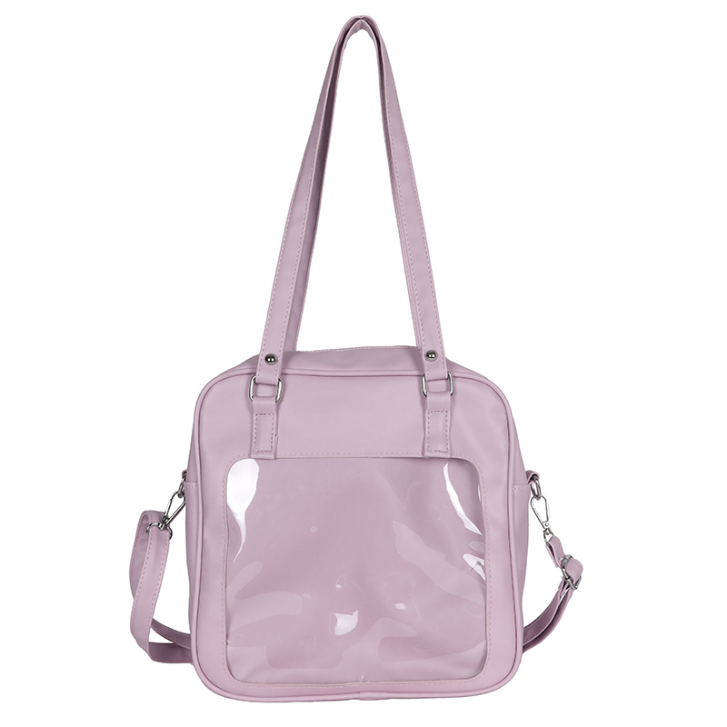Fashion Popular Custom Ita Crossbody Bag Transparent Clear PVC Window Shoulder Bags Pins Display DIY Women Handbags
