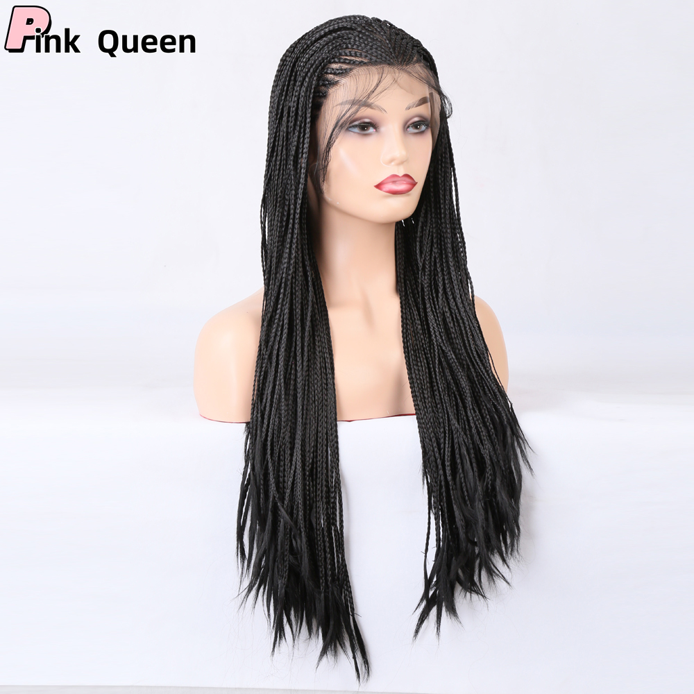 European and American fashion chemical fiber wig 13*4 front lace wig three dreadlocks black 26 inch long vacation hair