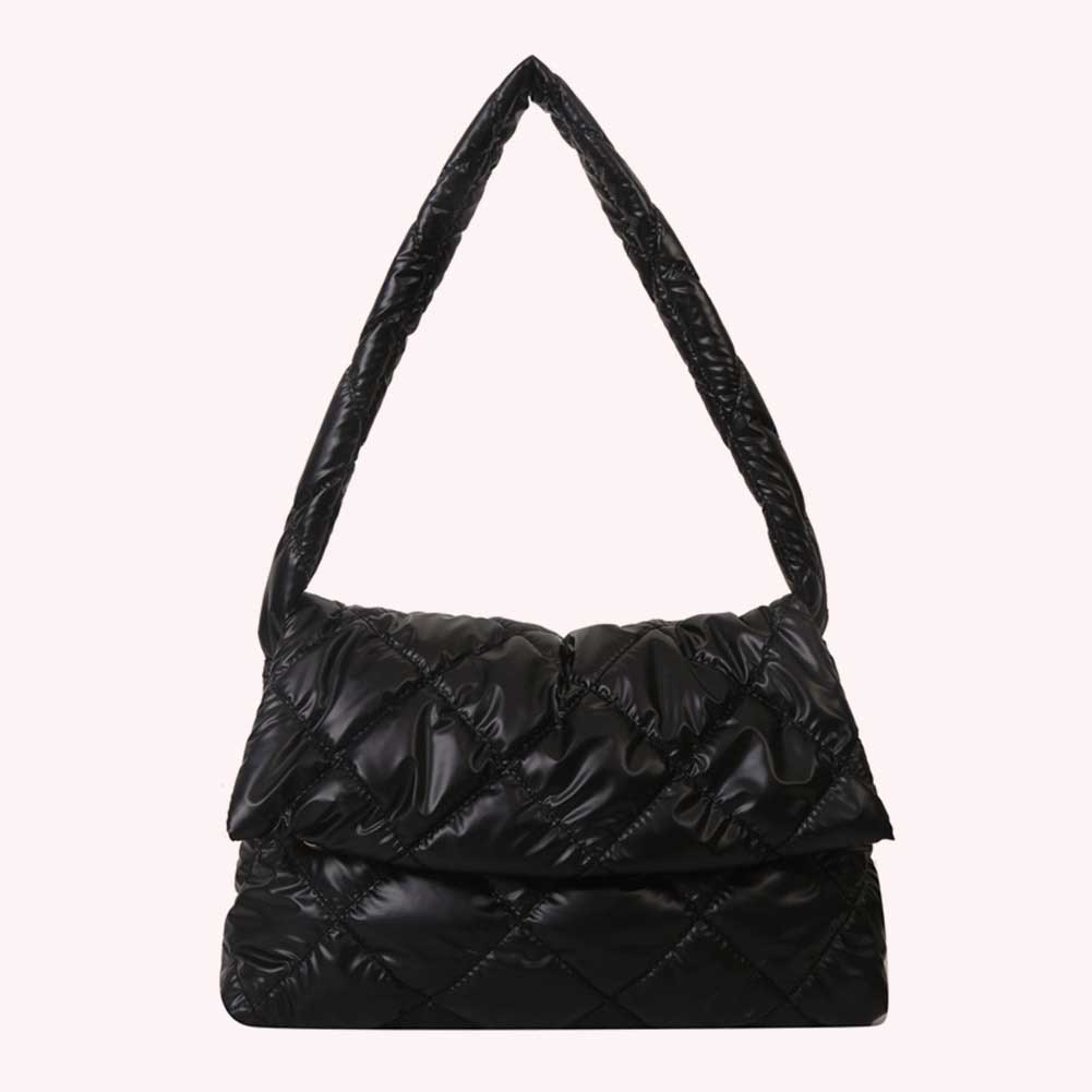 Women Soft Nylon Side Bags Puffy Tote Bag Stylish Large Capacity with Adjustable Strap for Daily Office Use Simple Commute Bag