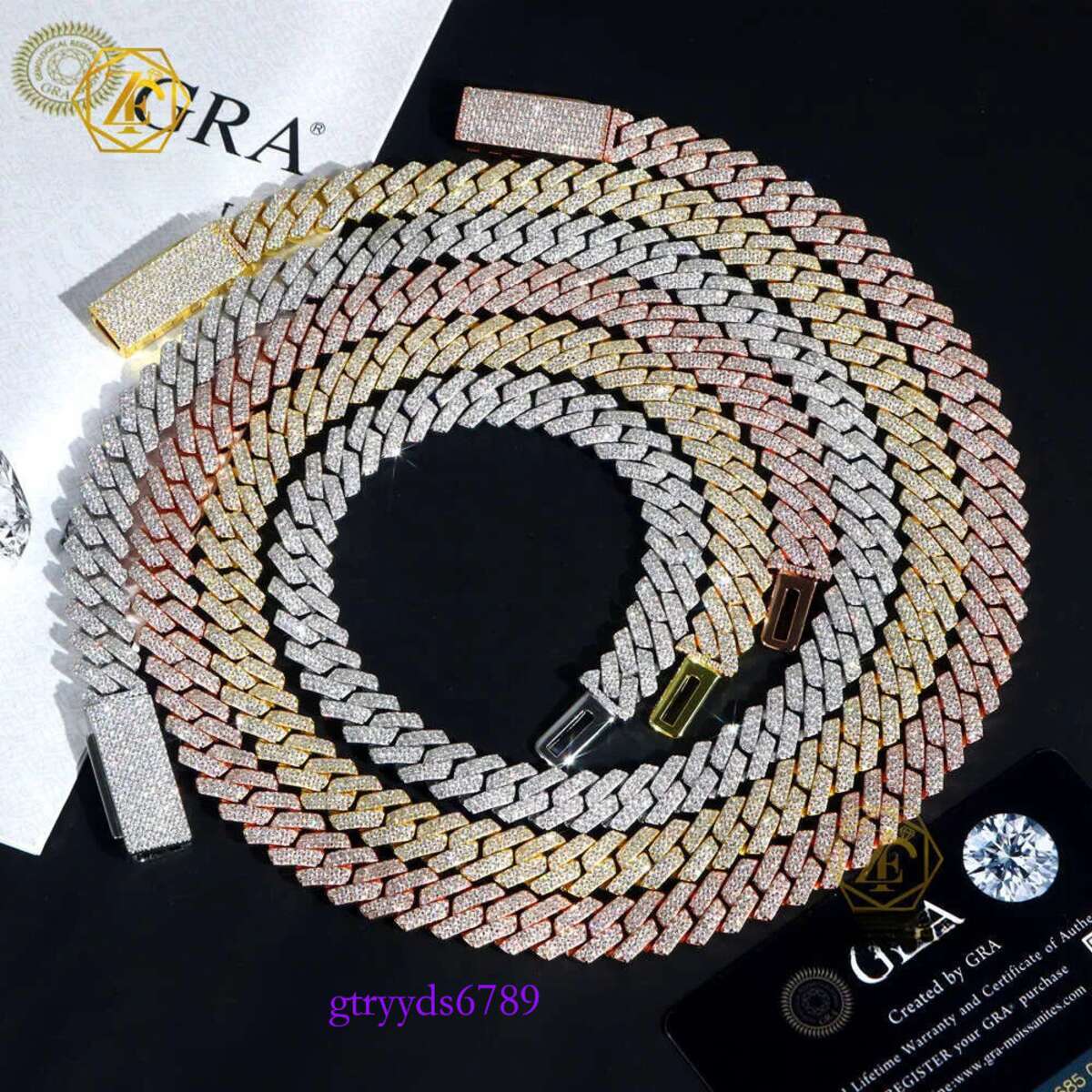 Hip Hop Style Iced Out Jewelry 6mm 8mm 10mm 12mm 14mm 20mm Width Sterg Sier VVS Moissanite Cuban k Chain Bracelet