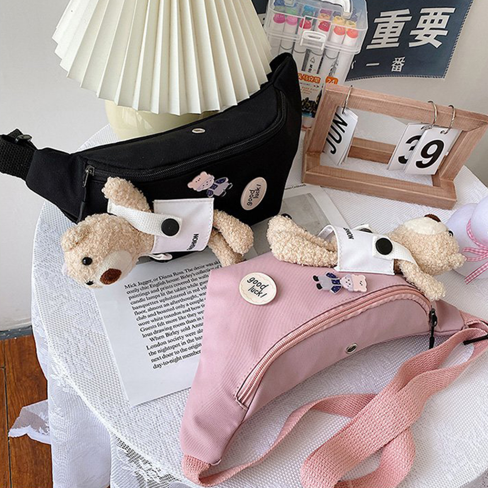 Creative Canvas Cute Doll Bear Messenger Bag Girls Phone Purse Organizer Crossbody Shoulder Bags Autumn Ladies Bag For Female