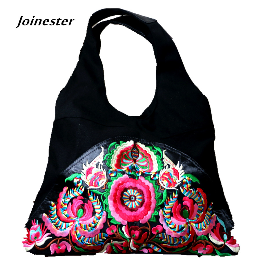 Chinese traditional embroidered vintage casual tote women's national wind large size canvas shoulder bag ethnic style handbag