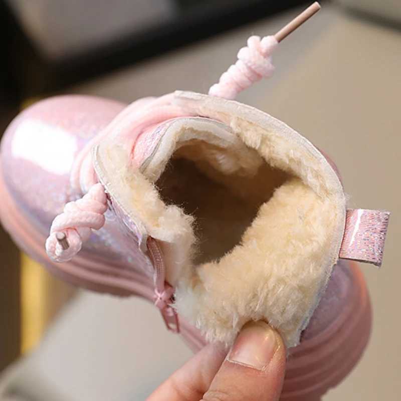 Toddler Winter Kids Boots Glitter Chunky Zipper Non-slip Children Short Boot Ankle-high Unisex Trendy 21-30 Boys Girls ShoesXJ241206