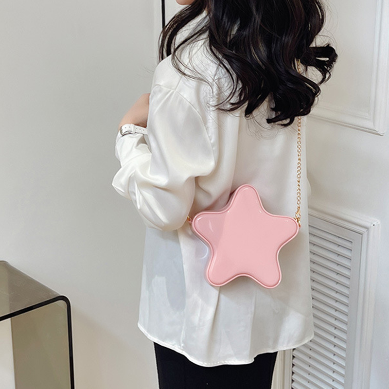 Cute Candy Star Shape Shoulder Bag, Fashion Girls Summer Chain Crossbody Bag, Funny PVC MINI Clutch Bag