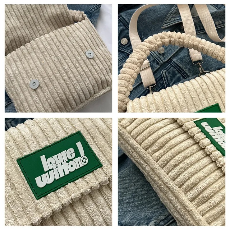 New CorduroyWomen's Handbag Fashion Versatile Texture Shoulder Bags Casual Nylon Magnetic Button Crossbody Bags for Women 2023