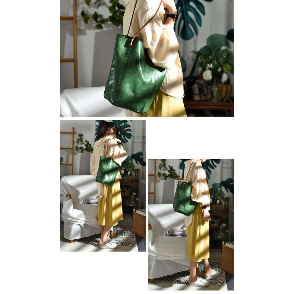 OLOEY Vintage Organizer Genuine Leather Ladies Design Tote Fashion Casual Natural Real Cowhide Women Shoulder Shopping Bag