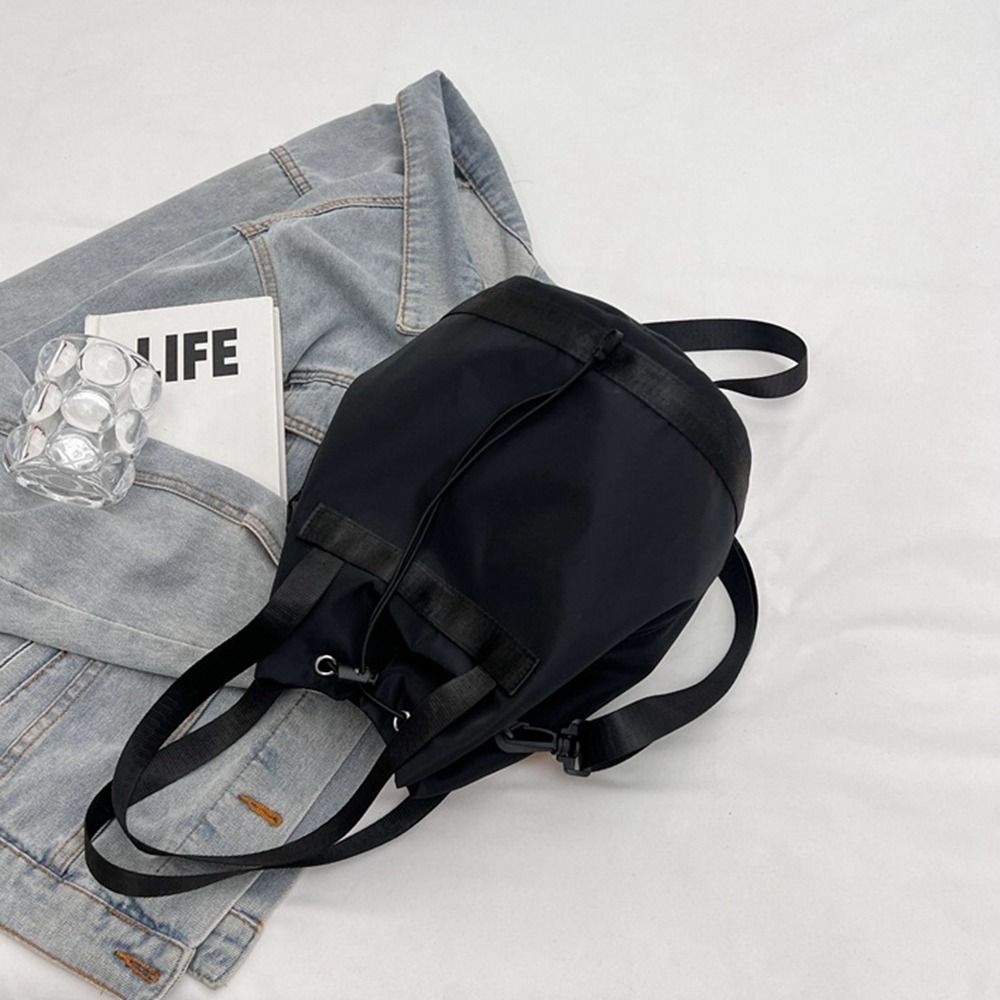 Simple Canvas Nylon Drawstring Bucket Bag Crossbody Bag Large Capacity Shoulder Bag Outdoor Bag Handbag Girls