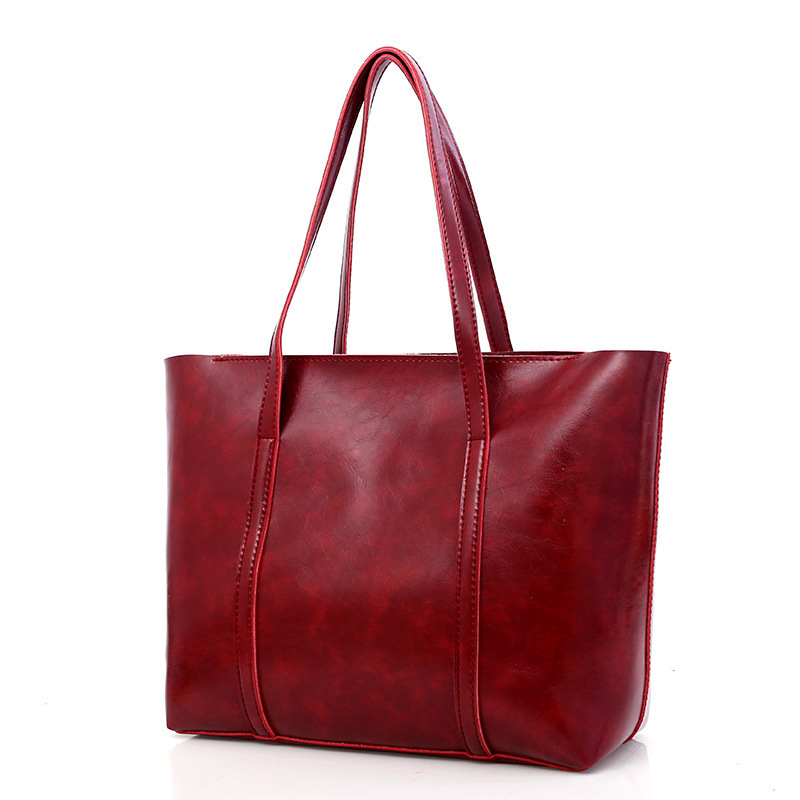 2021 new European and American fashion women's bag oil wax leather picture-mother bag four-piece single-shoulder messenger bag