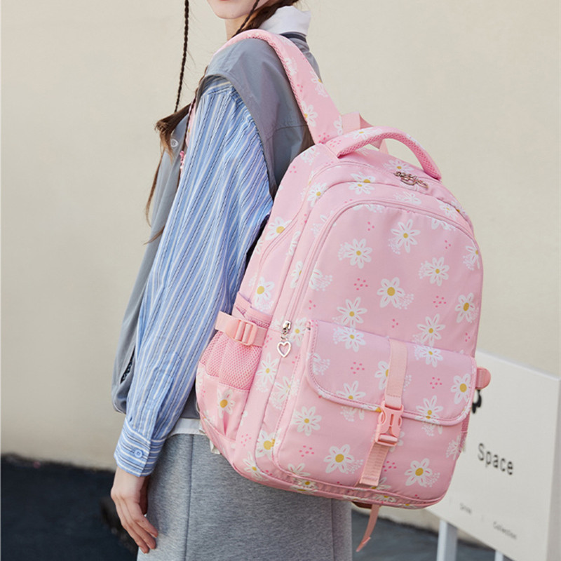 large capacity school backpacks for 7 to 10 year old girls middle school bag purple bookbag flower backpack with many pockets
