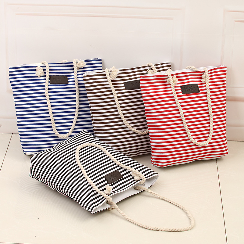Women Bags Casual Canvas Shopping Tote Bag Zipper Ecofriendly Shoulder Versatile Sack Summer Holiday Beach Handbag