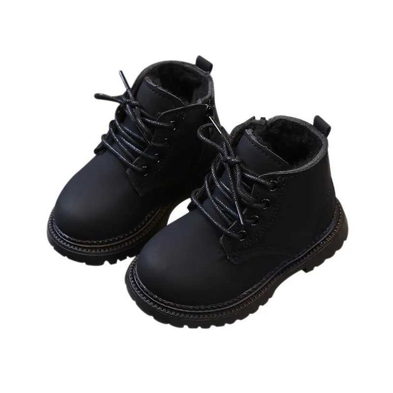 Boys And Girls British Sle Side Zipper Boots Childrens Winter Padded Warm Non-Slip Boots 2-10 Years Old Childrens ShoesXJ241206