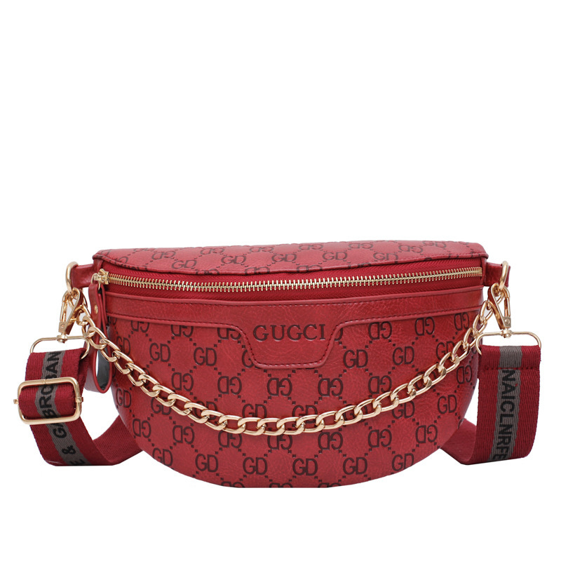 Retro Casual Shoulder Crossbody Women's Bag Large Capacity Korean Fashion Waist Bag Comfortable Wide Shoulder Strap Letter Print