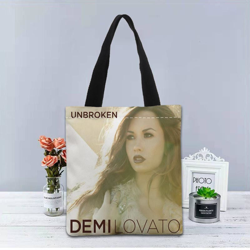 New Custom Demi Lovato printed Handbag canvas tote bags shopping travel Casual Useful Shoulder Bag women bag