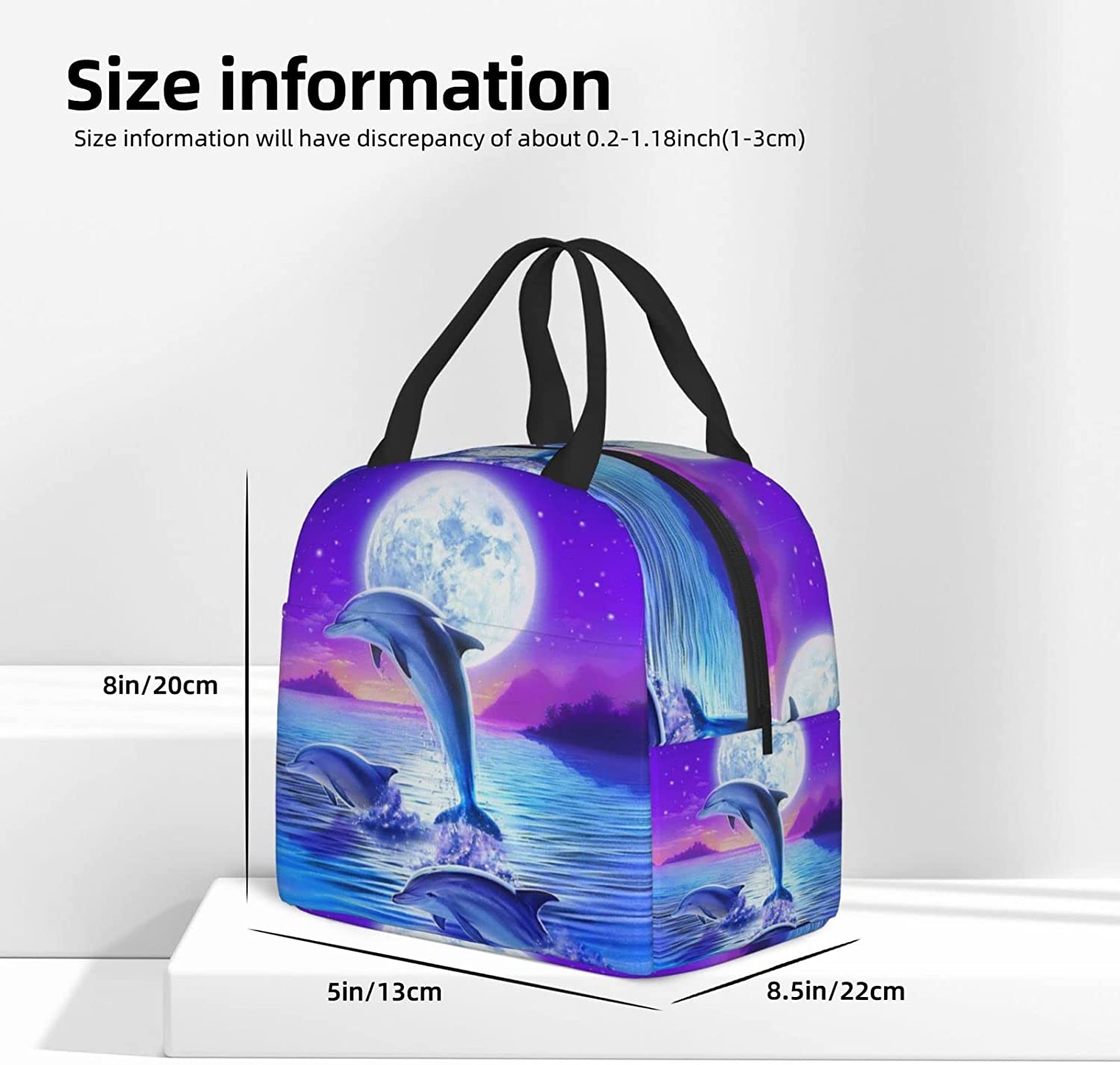 Dolphin Lunch Box for Kids Boys Girls Reusable Lunch Tote Bags, Perfect for School/Camping/Hiking/Picnic/Beach/Travel