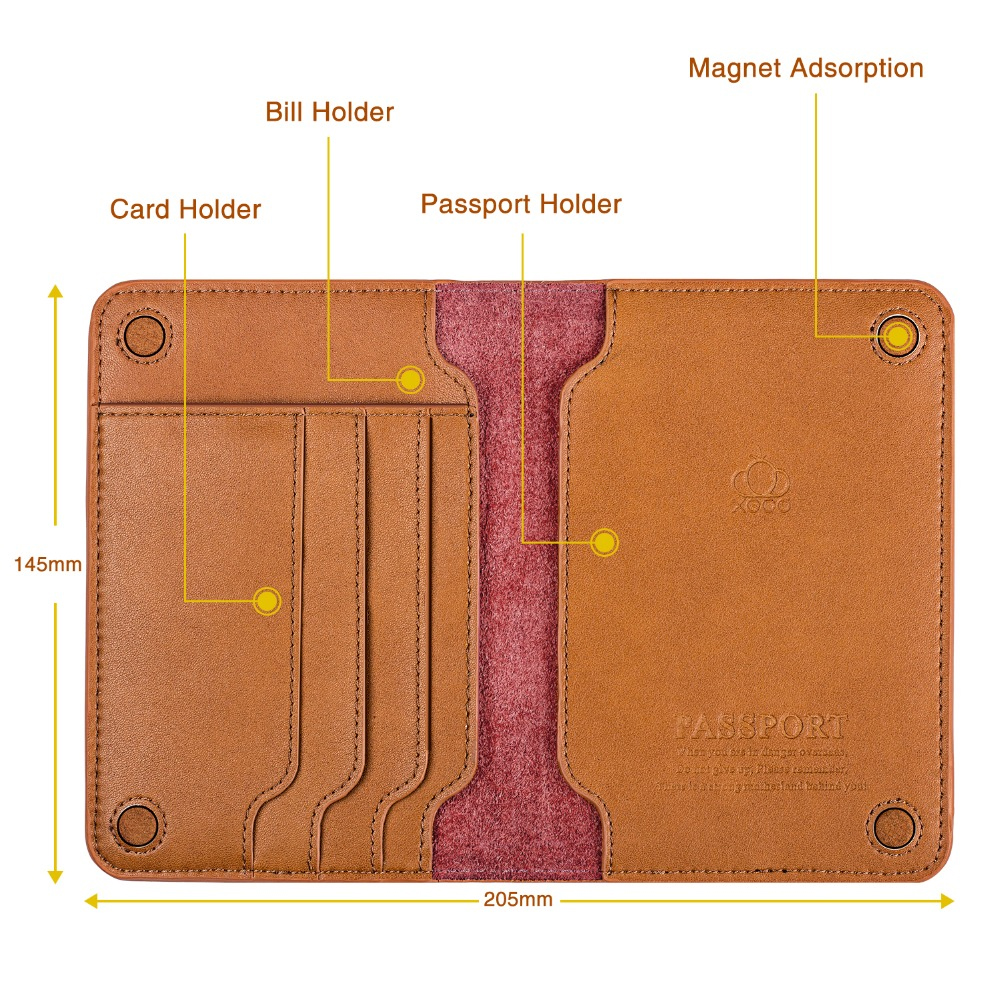 Genuine Leather Travel Passport Holder Cover Passport-Case Anti-theft RFID Protect Passport Card Wallet High Capicity Purse