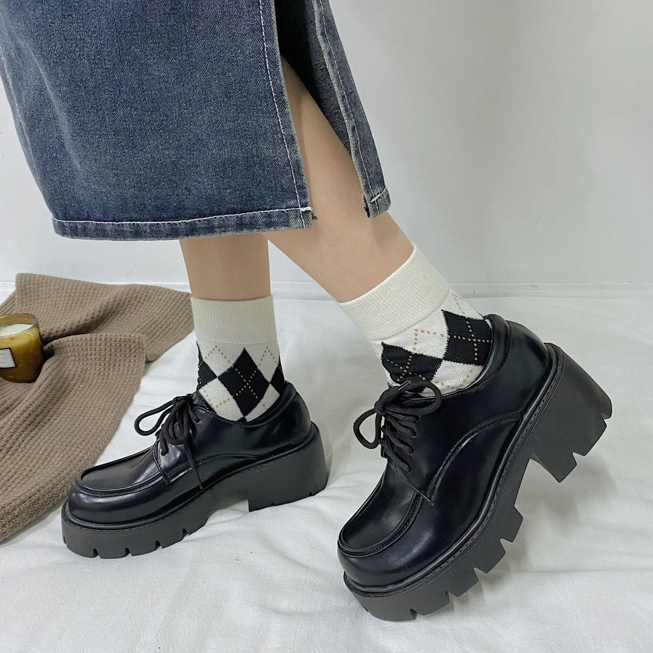 Japanese School Uniform Jk Student Shoes Girls Kawaii Lolita Soft Sister Round Toe Platform Low Heel Shoes Mary Jane Shoes 241106