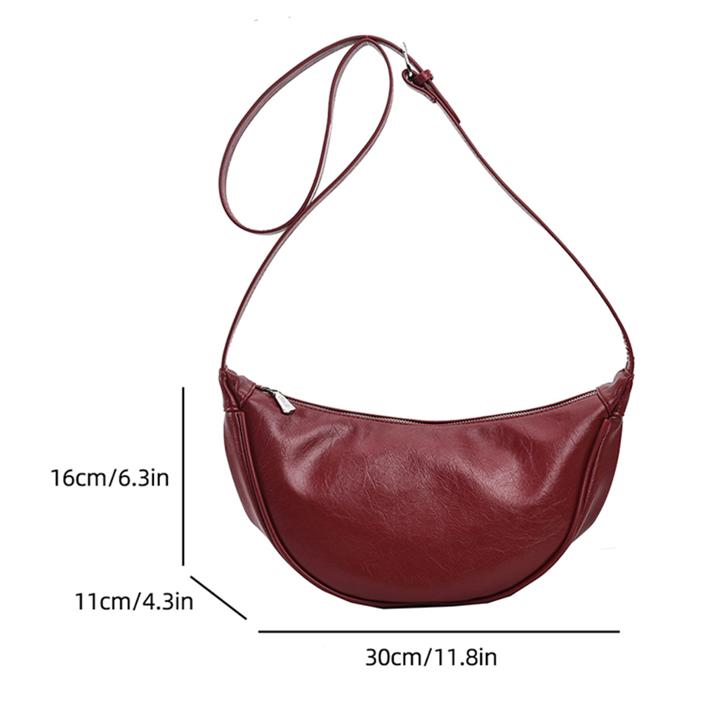 Women Small Crossbody Bag Leather PU Crescent Bag Casual Shoulder Dumpling Bag Versatile Half Moon Bag Girl Stylish Purse