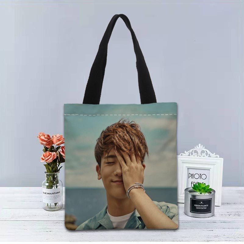 Kpop Park Hyung Sik Handbag Foldable Shopping Bag Reusable Eco Large Unisex Canvas Fabric Shoulder Bags Tote Cloth Pouch 1208