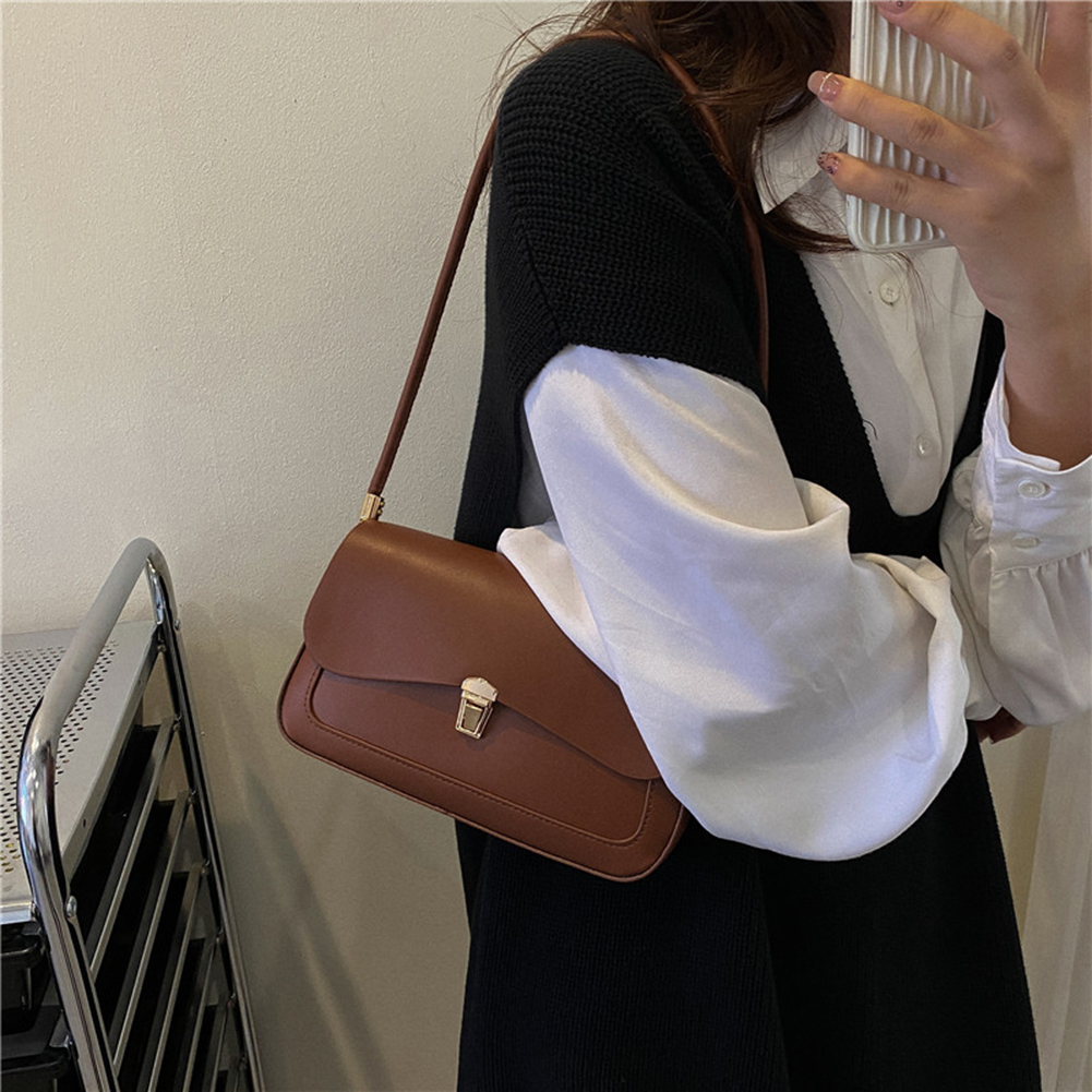 Women Versatile Armpit Bag PU Leather Minimalist Shoulder Bag Solid Color Leisure Underarm Bag Daily Bag for Ladies