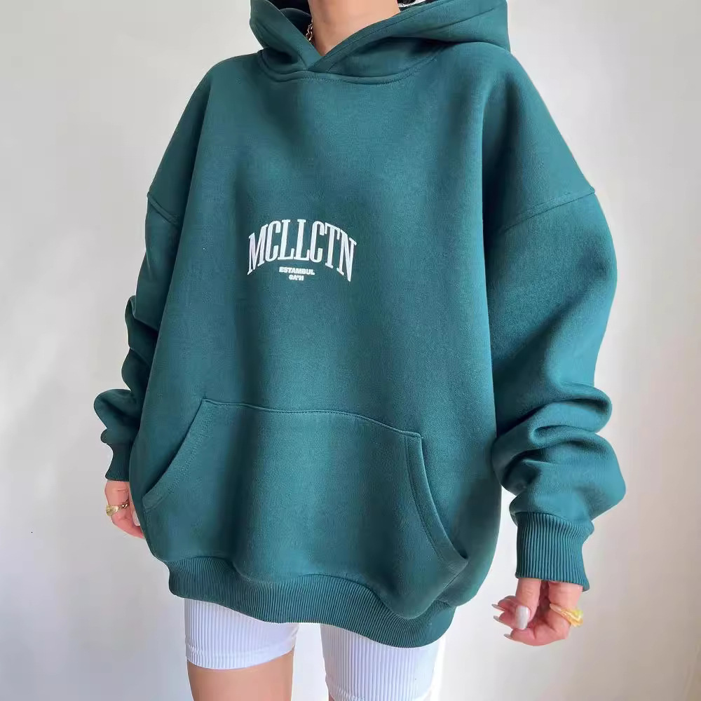 New women's casual and fashionable letter printed multifunctional top, long sleeved hooded sweater, designer trendy hoodie