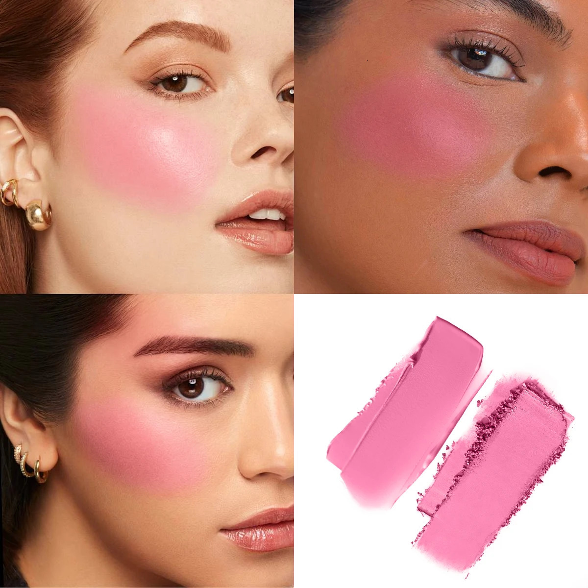 Phofay Double Take Cream Powder Blush Duo Long Wear Matte Dew Finish High Pigment Pink Candy Peach powder blusher Vivid Palette 241107