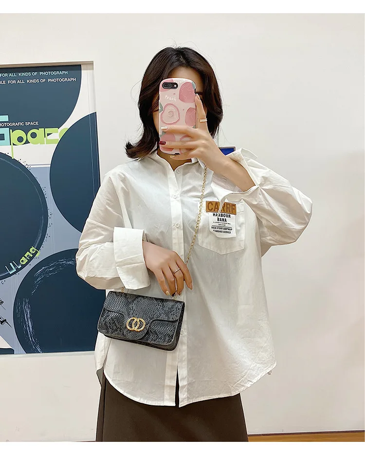 Trendy bag women's new fashion snakeskin pattern small square bag wild style women's shoulder bag mobile phone coin purse