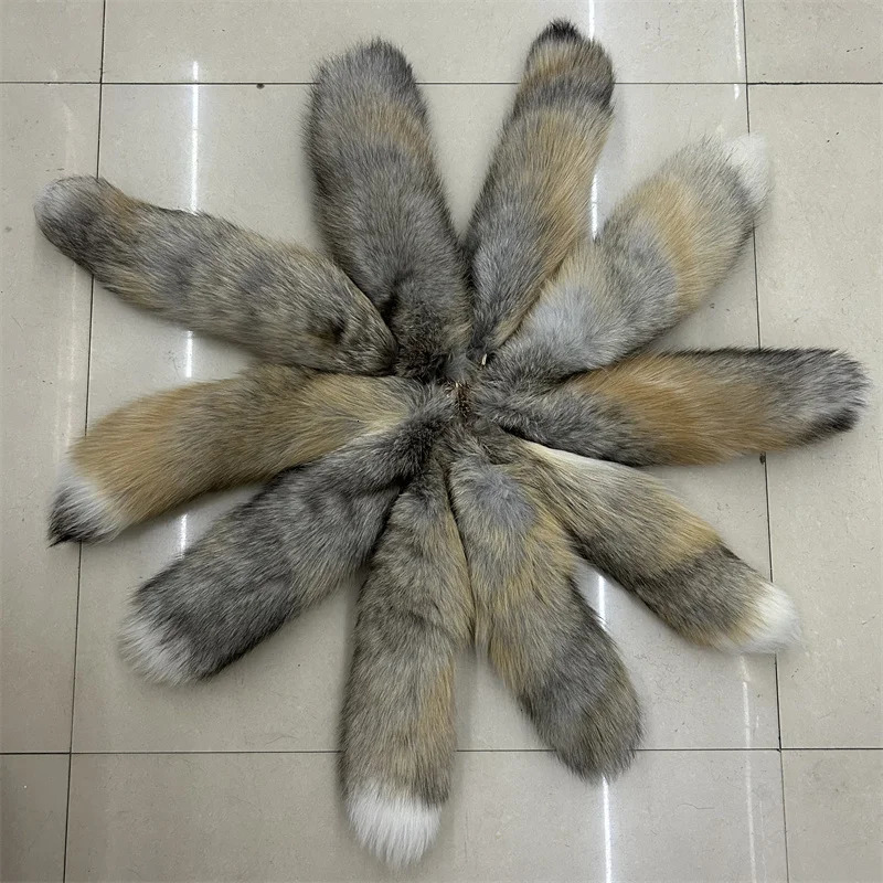 Natural Fox Fur Tail Keychain Fur 2024 chic y2k Tail Keychain Fox Fur Keychain Accessories Length 40cm Female Car Keychain 241107