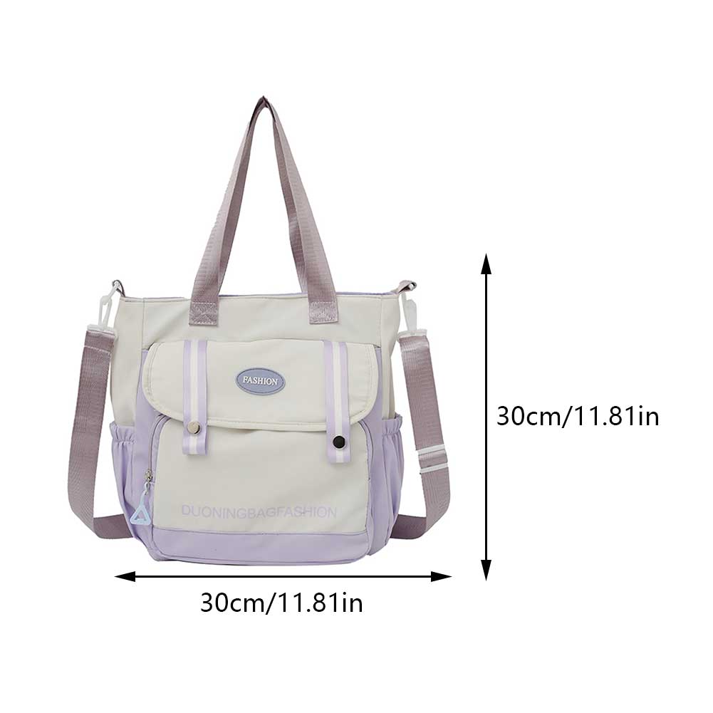 Colorblock Top Handle Bag Large Capacity Students Bookbag Shoulder Purse for Women Teen Girls Students