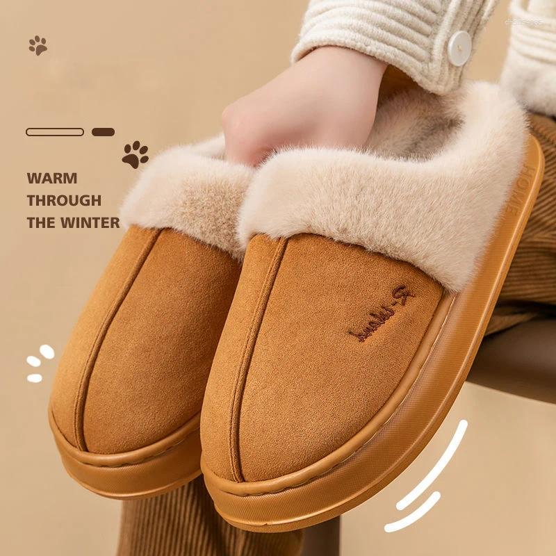 Designer Women's Slippers Plush Cotton Autumn Winter Home Shoes Indoor Thick Sole Non-Slip Warm Fashion Slides