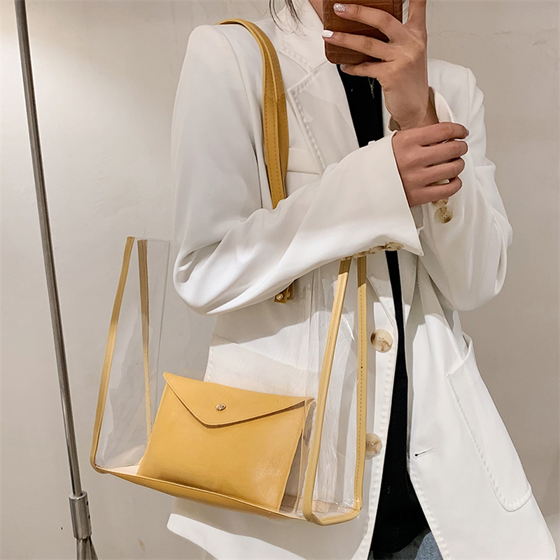 Transparent PVC Shoulder Bags For Women Waterproof Purse Handbag Fashion Jelly Large Shopping Tote High Quality Women Bag