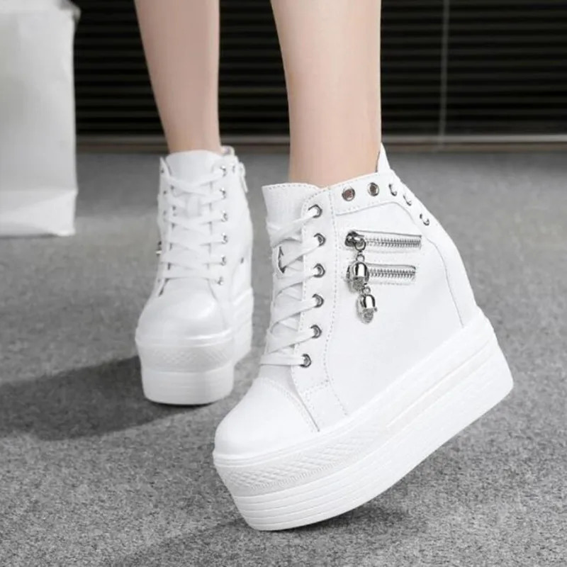 Classic Hidden High Heels Platform Sneakers Womens Breathable Wedge Canvas Shoes Womens Casual Boots Autumn Zapatos Mujer 241106