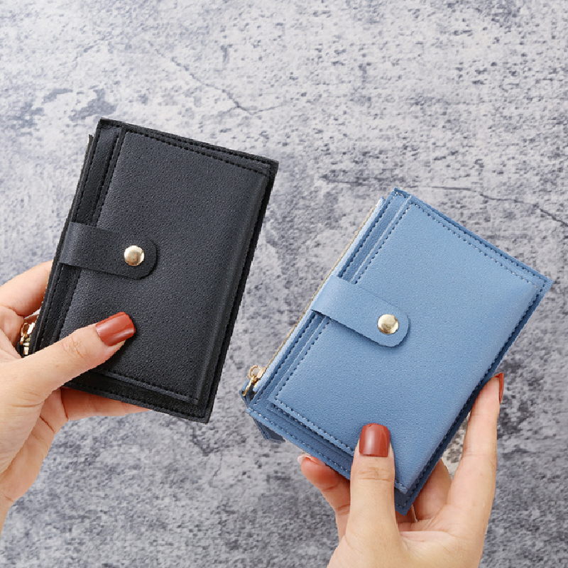 Women Men ID Card Holder PU Zipper Small Coin Purse Credit Card Holder Solid Color Business Card Case Business Card Holder