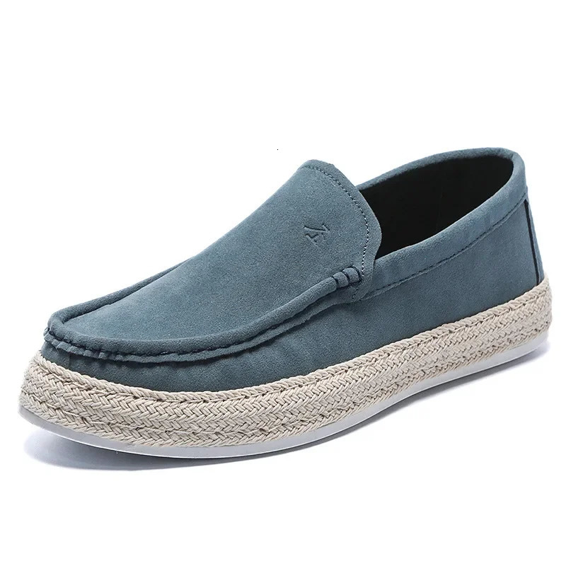 Men Loafers Shoes Summer Shoes Man Fashion Canvas Footwear Soft Flat Comfy Flock Suede Leather Men Casual Vulcanized Shoe 241106